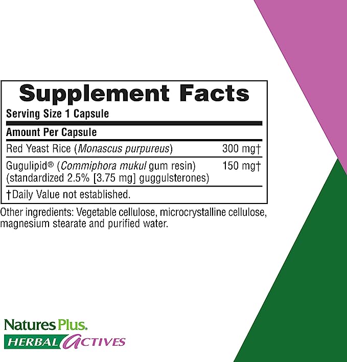 NaturesPlus Herbal Actives Red Yeast Rice Gugulipid 60 Capsules