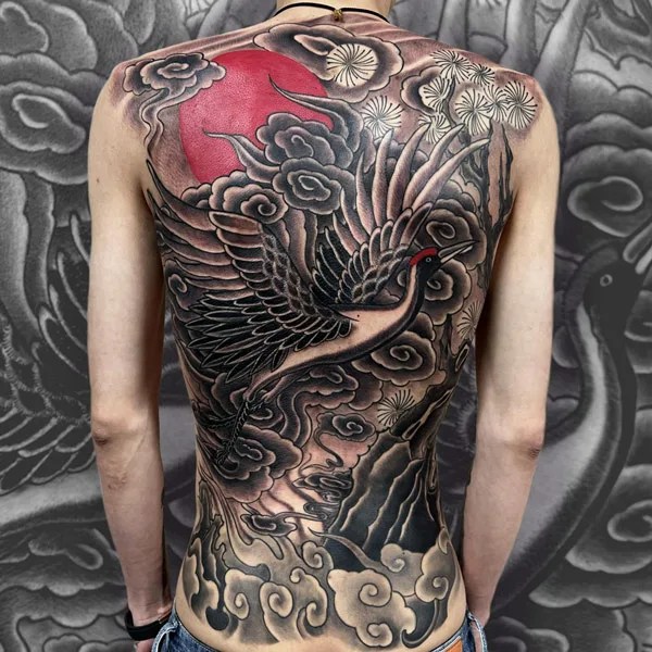 84 Traditional Japanese Crane Tattoo Designs & Meaning