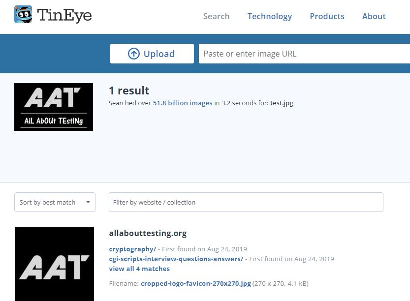 TinEye All About Testing
