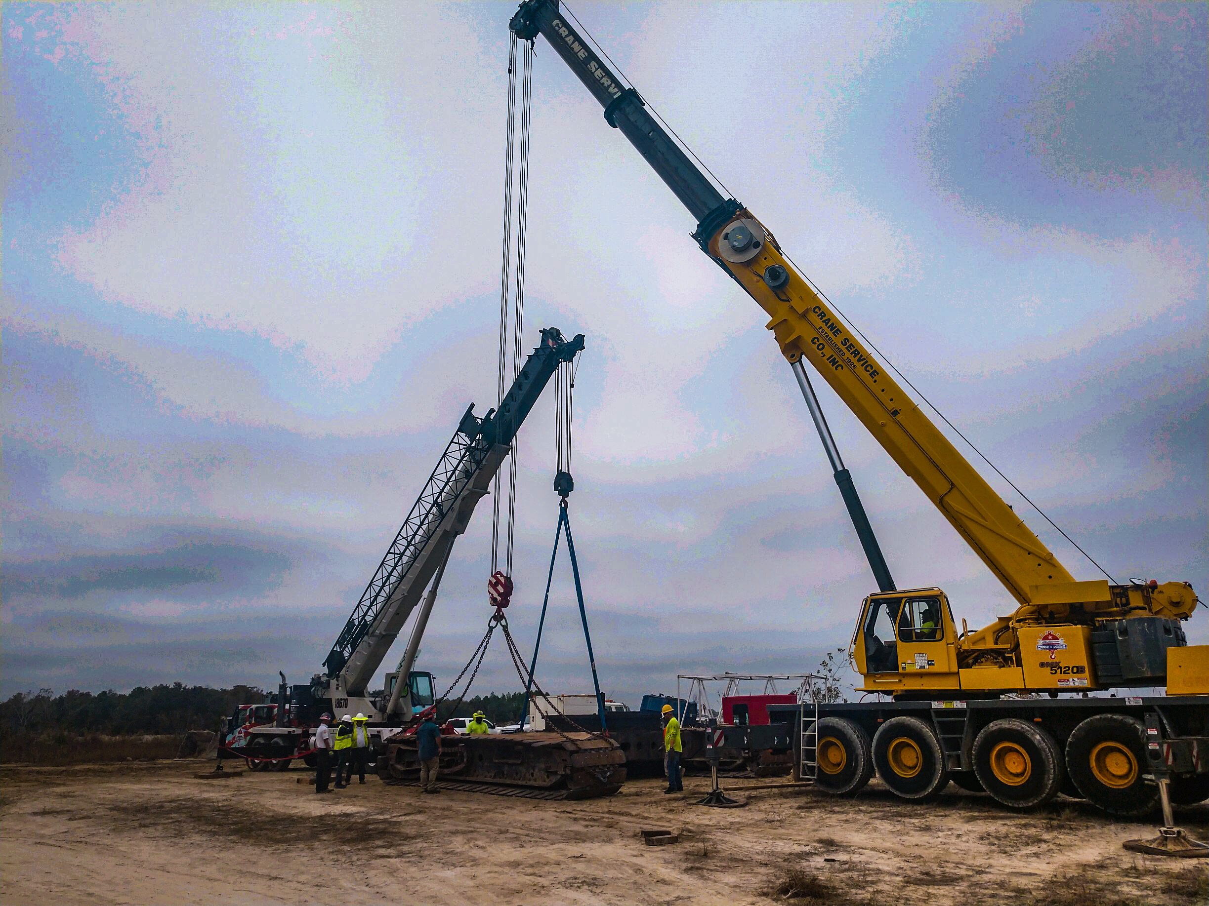 Dragline excaVator build onsite All American Crane North Florida