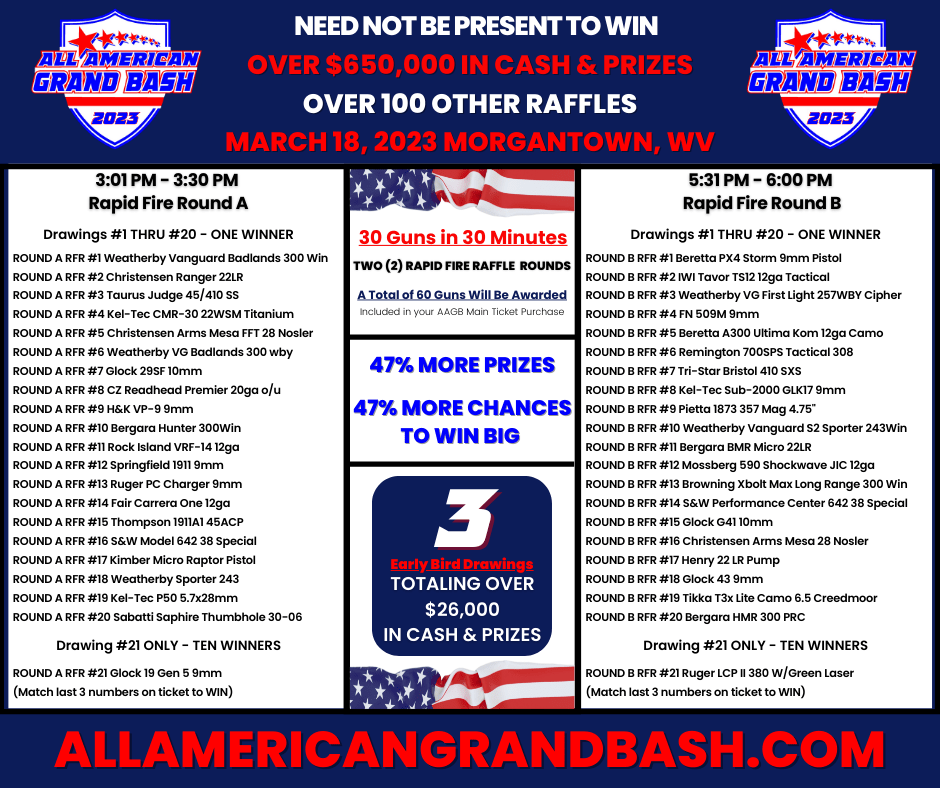 Main Prizes All American Grand Bash