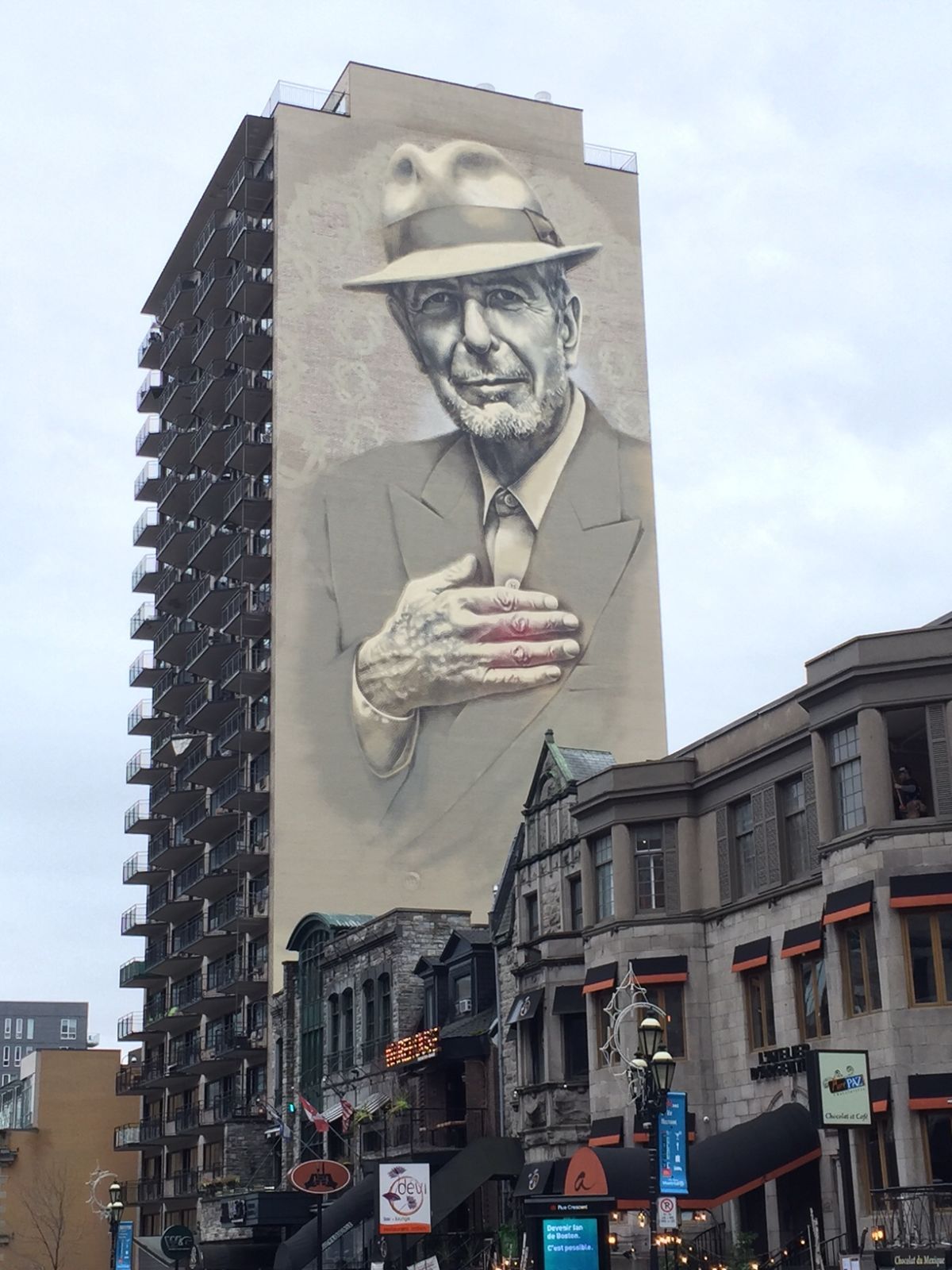 Large Scale Photo Of Leonard Cohen Montreal Crescent St Mural Nov 6