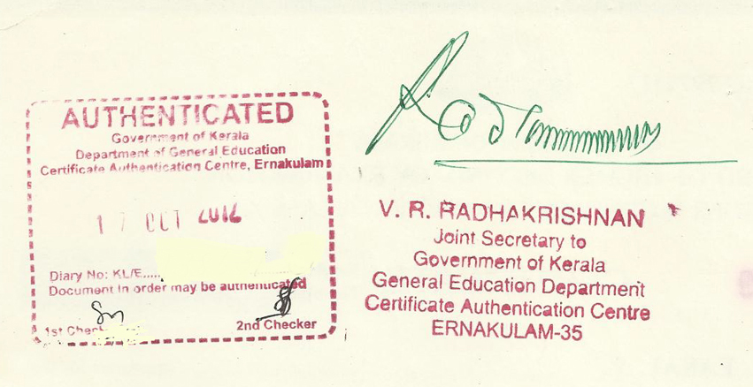Kerala Home Department Attestation