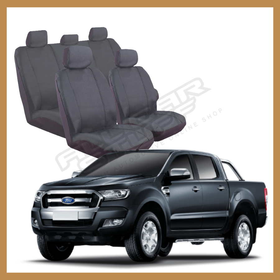 Grey Canvas Seat Covers to fit Ford Ranger Double Cab PX MKII 06/2015