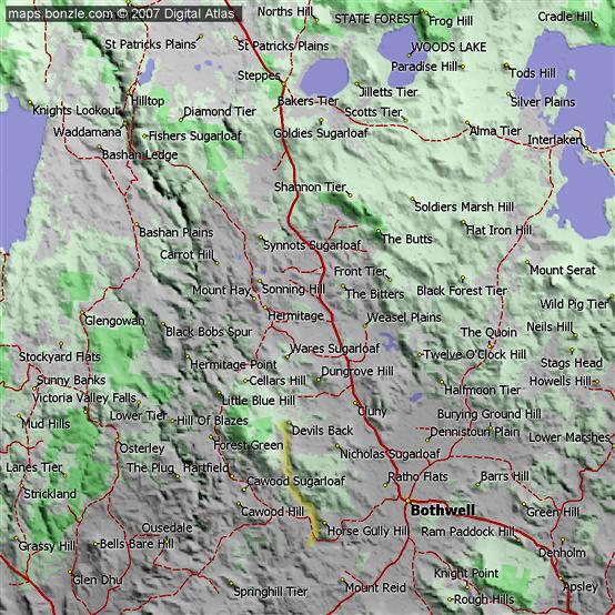 Bothwell Map Central Highlands Tasmania and Bothwell Tasmania
