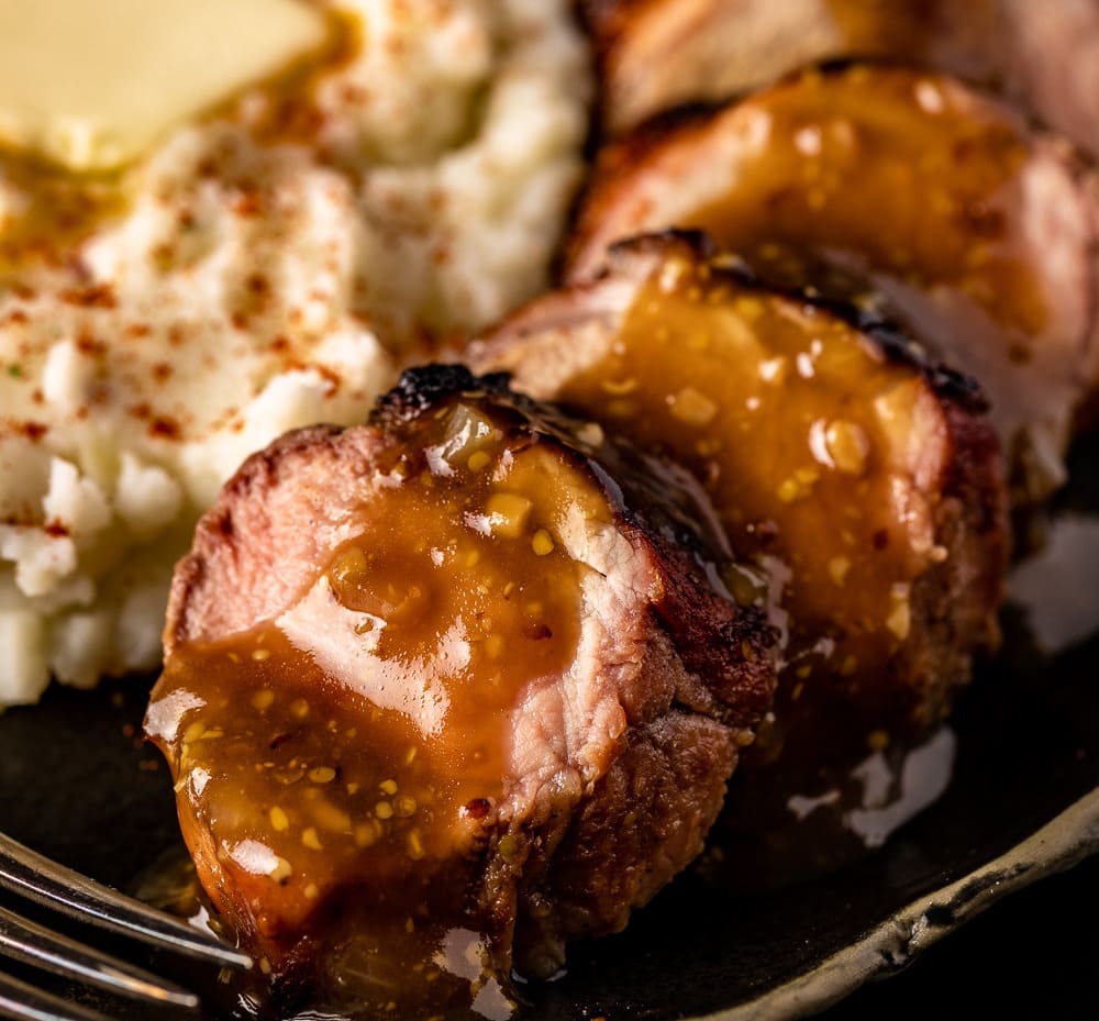 Beer and Mustard Glazed Grilled Pork Tenderloin