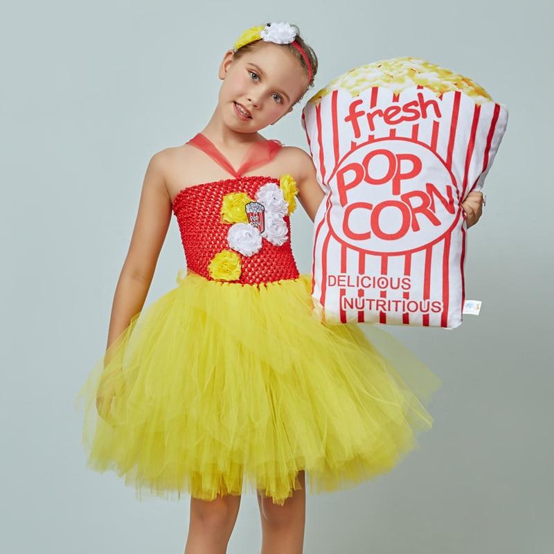 Popcorn Inspired Girls Tutu Dress Cosplay Costume For Kids