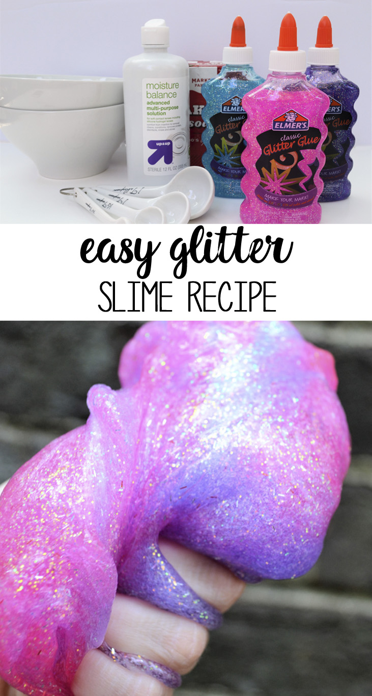 easy glitter slime recipe {using elmer's glue} all crafty things