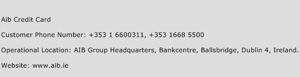 AIB Credit Card Contact Number AIB Credit Card Customer Service