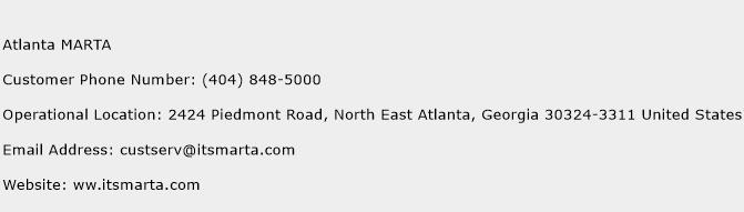 Atlanta MARTA Contact Number Atlanta MARTA Customer Service Number
