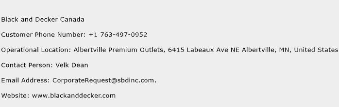 Black and Decker Canada Contact Number Black and Decker Canada