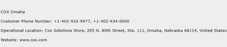 COX Omaha Contact Number COX Omaha Customer Service Number COX