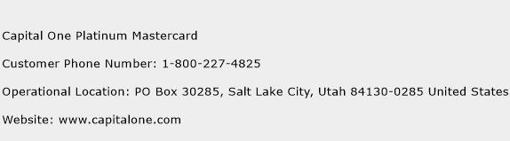 Capital One Platinum Mastercard Contact Number Capital One Platinum