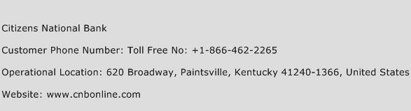 Citizens National Bank Customer Service Phone Number Contact Number