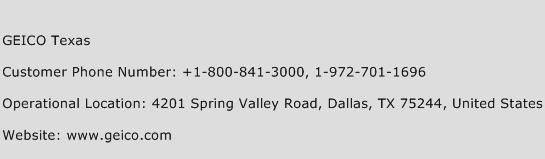 GEICO Texas Contact Number GEICO Texas Customer Service Number