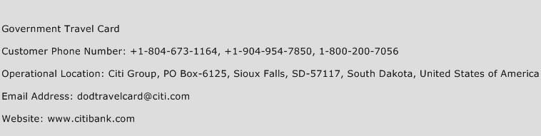 Government Travel Card Contact Number Government Travel Card Customer Service Number