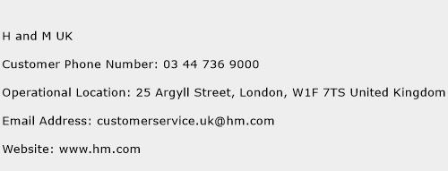 H and M UK Contact Number H and M UK Customer Service Number H and