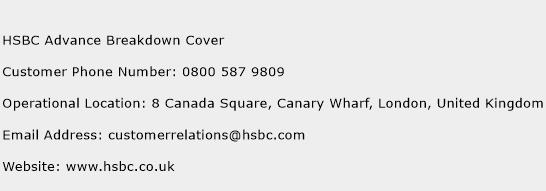 HSBC Advance Breakdown Cover Contact Number HSBC Advance Breakdown