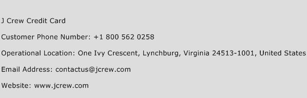 J Crew Credit Card Contact Number J Crew Credit Card Customer Service