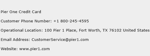 Pier One Credit Card Contact Number Pier One Credit Card Customer