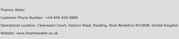 Thames Water Number Thames Water Customer Service Phone Number