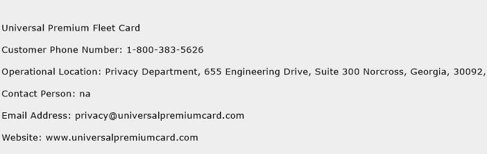 Universal Premium Fleet Card Contact Number Universal Premium Fleet Card Customer Service