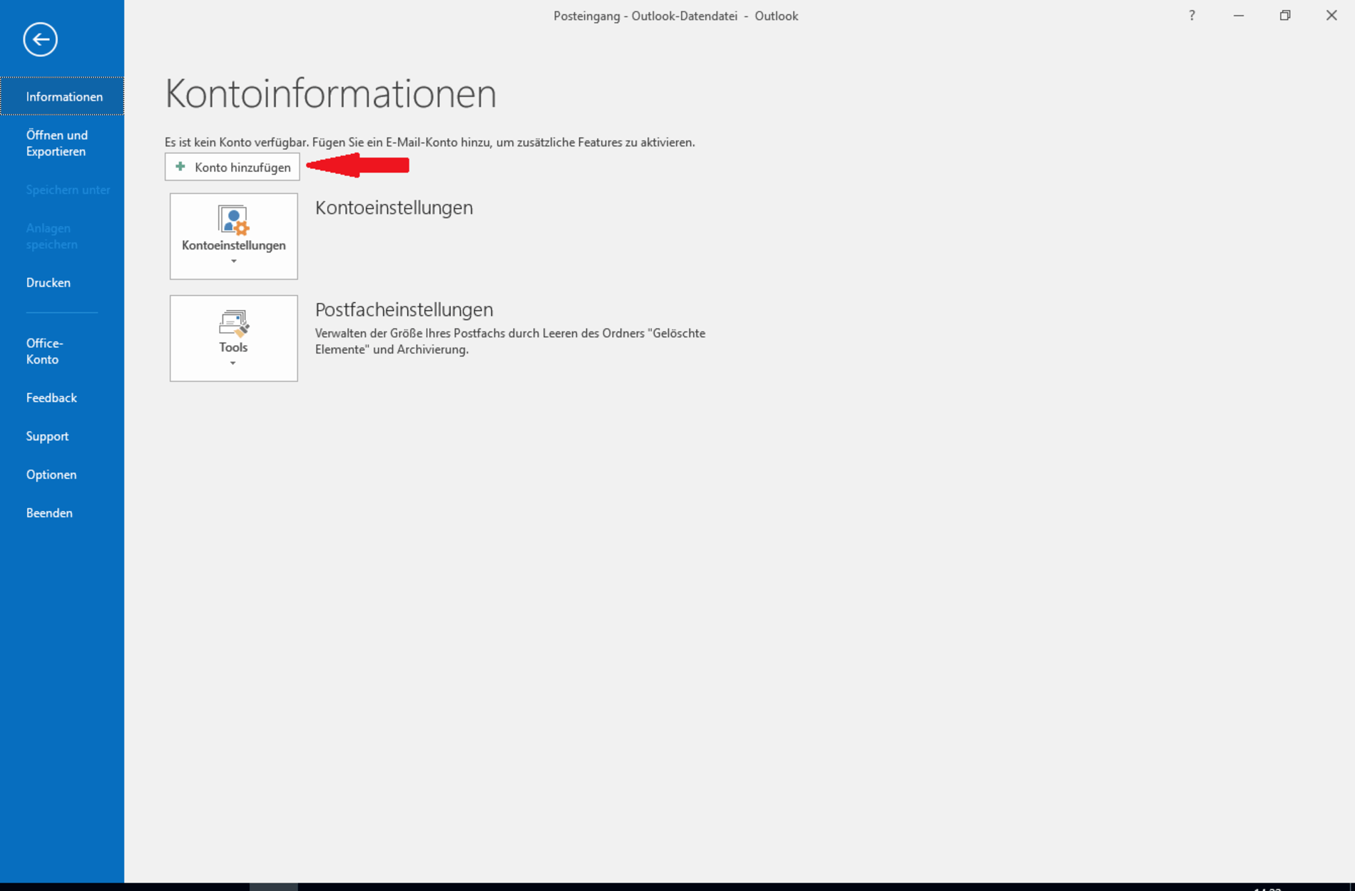 Anleitung POP3 EMailKonto in Outlook 2016 einrichten