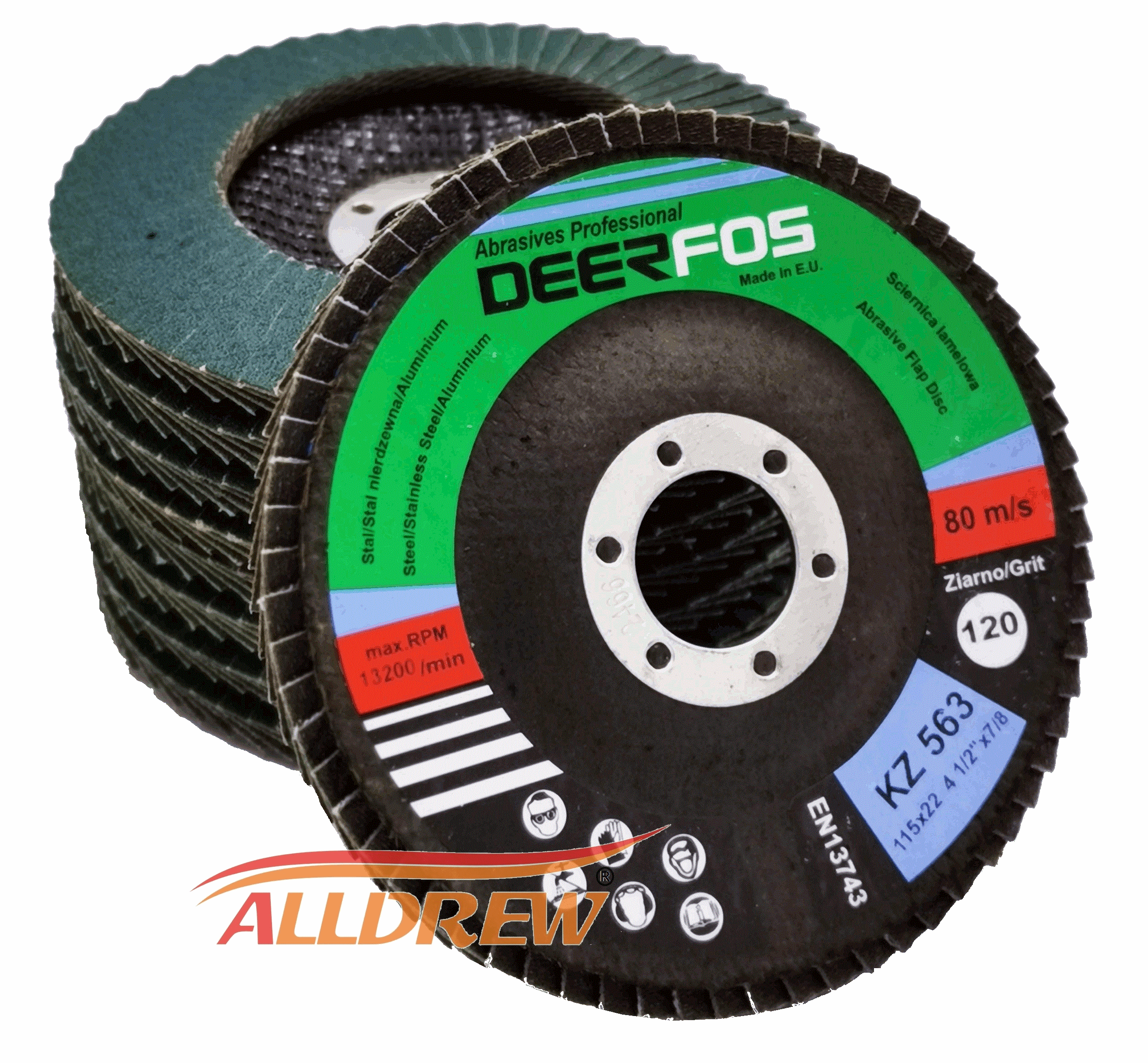 115mm Flap Disc / Grinding Wheel 4.5'' DEERFOS Zirconium Grain // GRIT