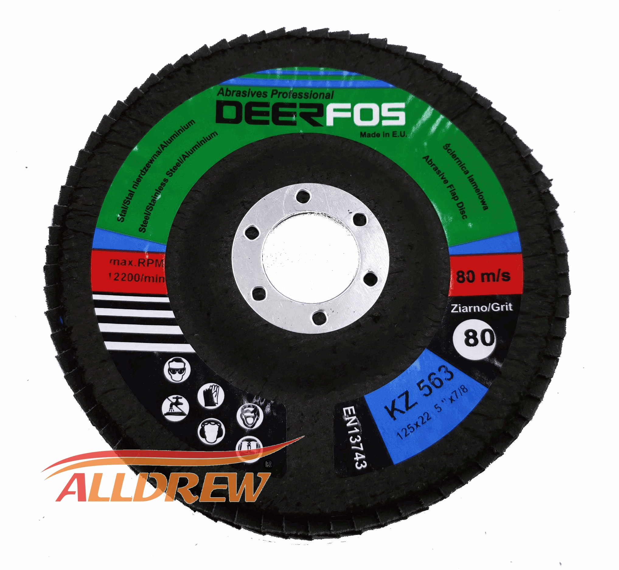 125mm Flap Disc / Grinding Wheel 5'' DEERFOS Zirconium Grain // GRIT 40