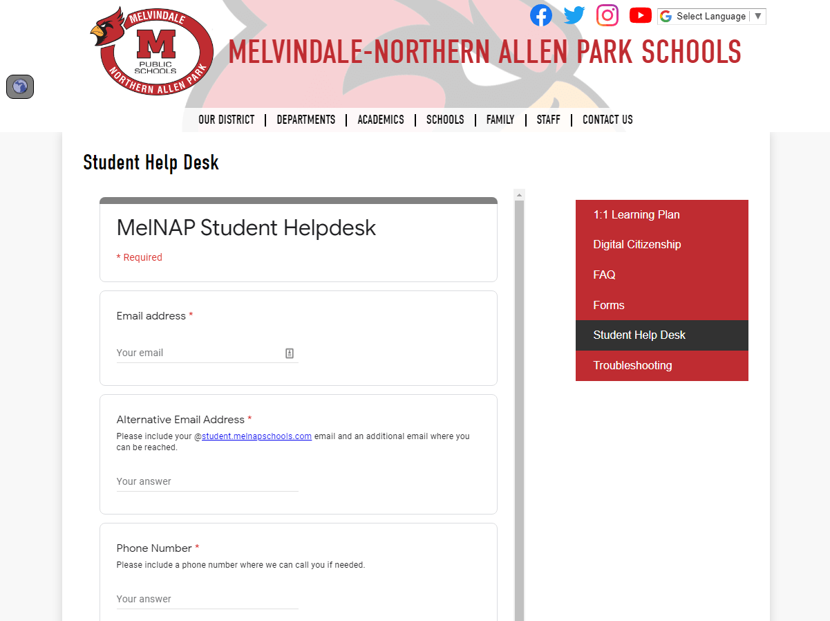 MelNAP Student Help Desk Allendale Elementary School