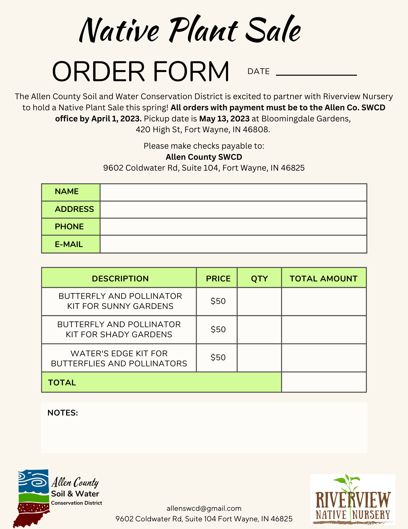 Native Plant Sale Allen County Soil and Water Conservation District