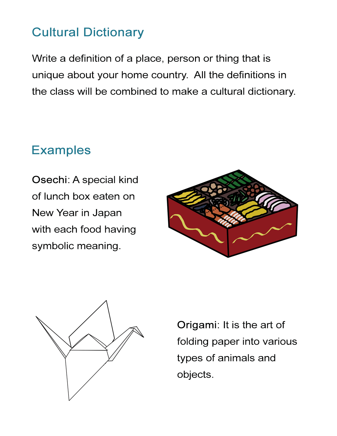 Cultural Dictionary Worksheet ALL ESL