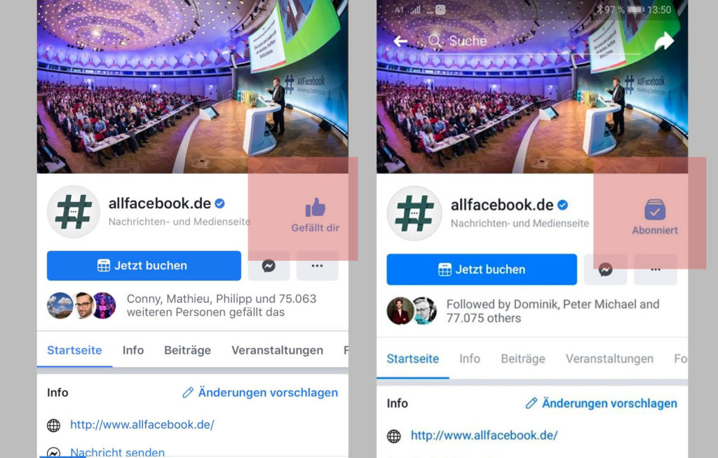 Test neues Design für FacebookSeiten mit Story