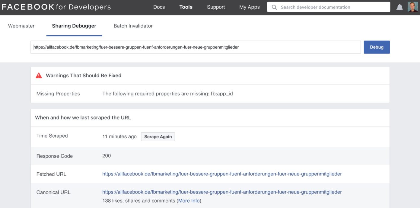 URLCaches bei Facebook, Twitter und LinkedIn löschen