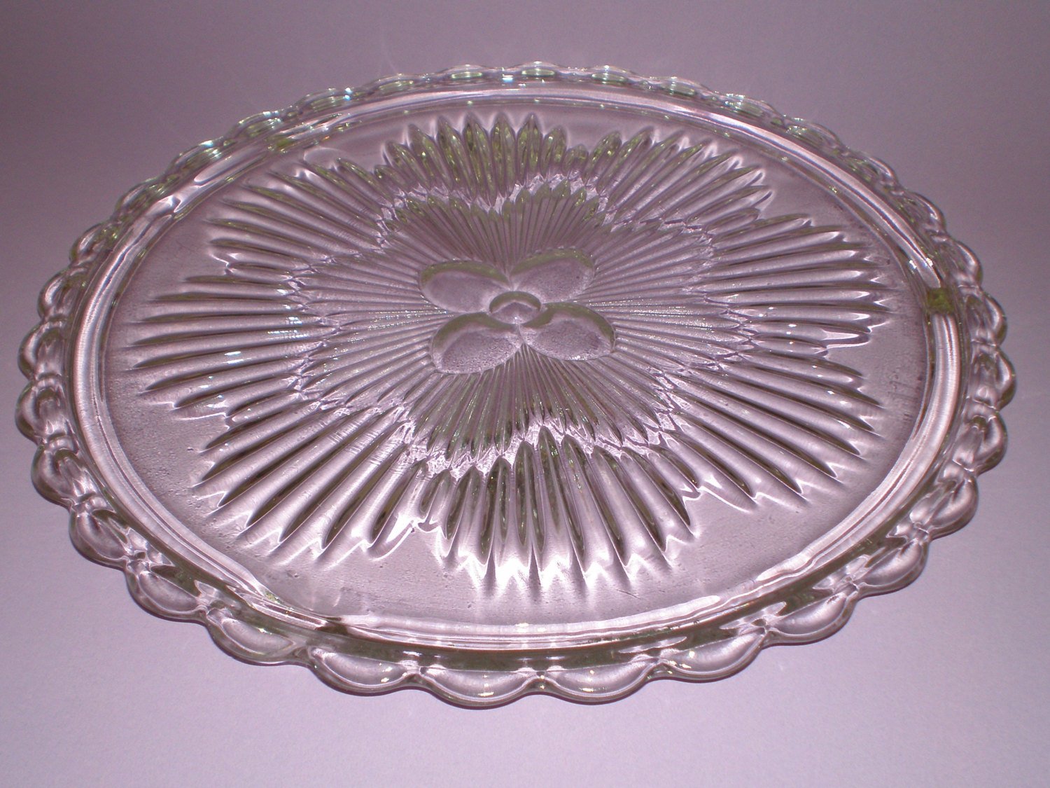 Clear Glass Cake Plate. Libbey Selene Glass Cake Stand with Dome.