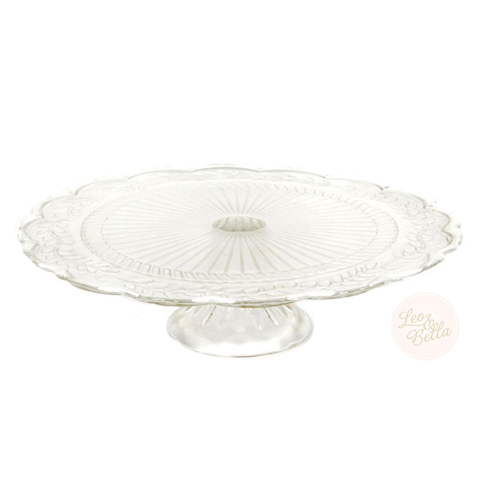 Large Glass Cake Stand. Libbey Selene Glass Cake Stand with Dome.