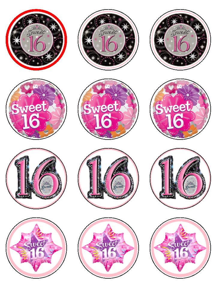 Sweet 16 Cupcake Toppers. 30PCS 16th Birthday Cupcake Toppers Glitter