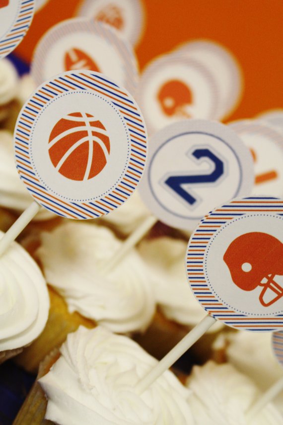 Sports Themed Cupcake Toppers. Gyufise 36 Pack Sports Cupcake Toppers