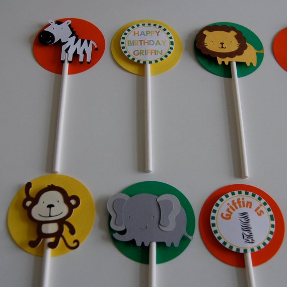 Zoo Cupcake Toppers. iMagitek 35 Pcs Jungle Safari Animal Cupcake