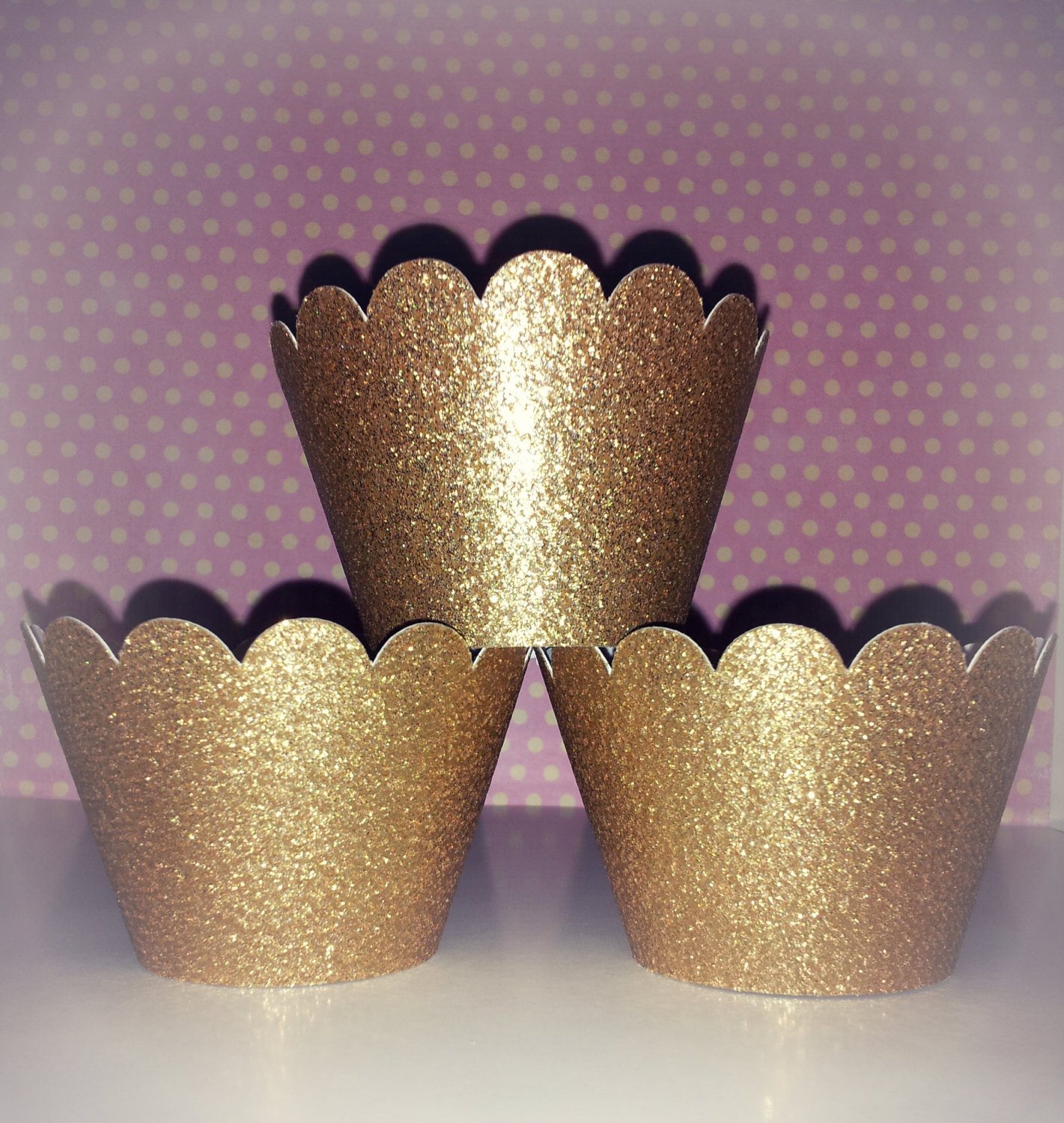 Gold Cupcake Wrappers. Gospire 50 pcs Pearl Lace Filigree Wedding