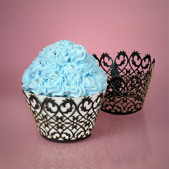 Lace Cupcake Holders. 50pcs white Cupcake Wrappers Lace Cupcake Liners