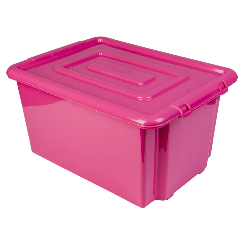 Pink Plastic Storage Bins. Glad Storage Baskets with Lids, Set of 6, 1 Gallon, Pink, Modern
