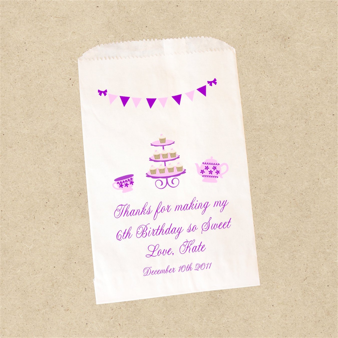 Personalized Candy Buffet Bags. UNIQOOO 60 Metallic Rose Gold & Polka