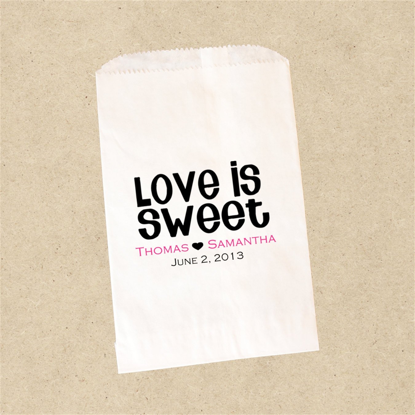 Personalized Candy Buffet Bags. UNIQOOO 60 Metallic Rose Gold & Polka