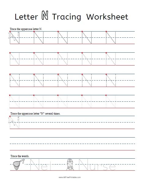 Letter N Tracing Worksheets – Free Printable