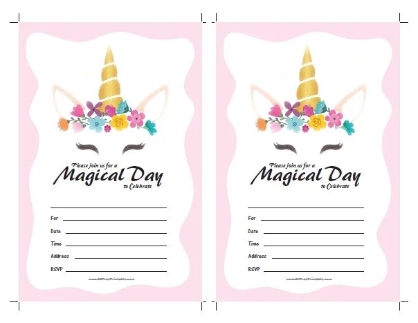 Unicorn Invitations – Free Printable
