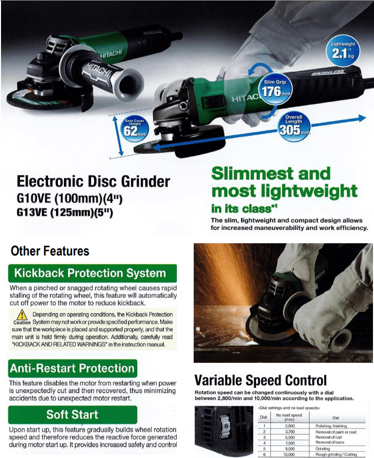 4" ELECTRONIC DISC GRINDER G10VE