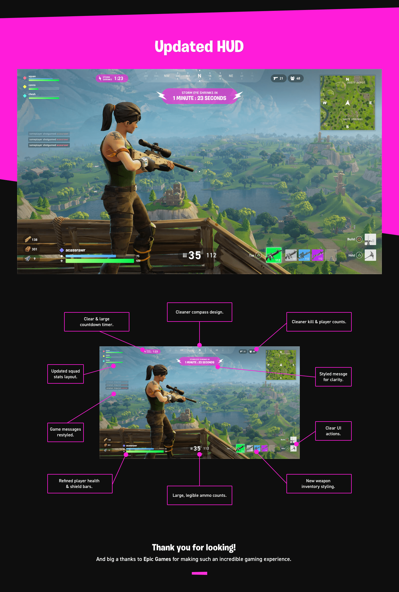 Fortnite Battle Royale UI Design Concept Allison Cassara Product