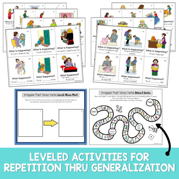 Irregular Past Tense Verbs Task Cards, Worksheets, and Grammar Games