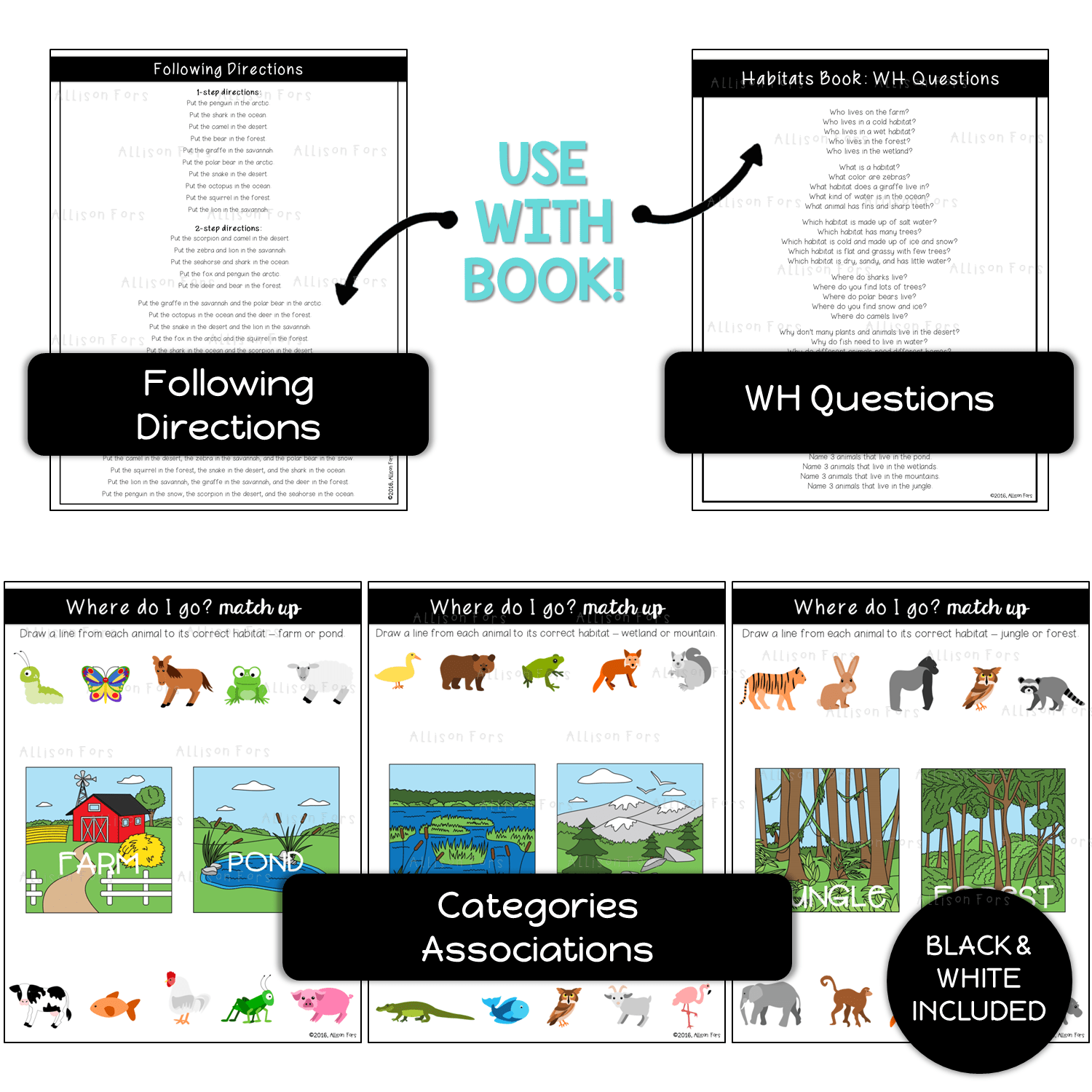 Animal Habitats Speech Therapy Interactive Book Allison Fors, Inc.